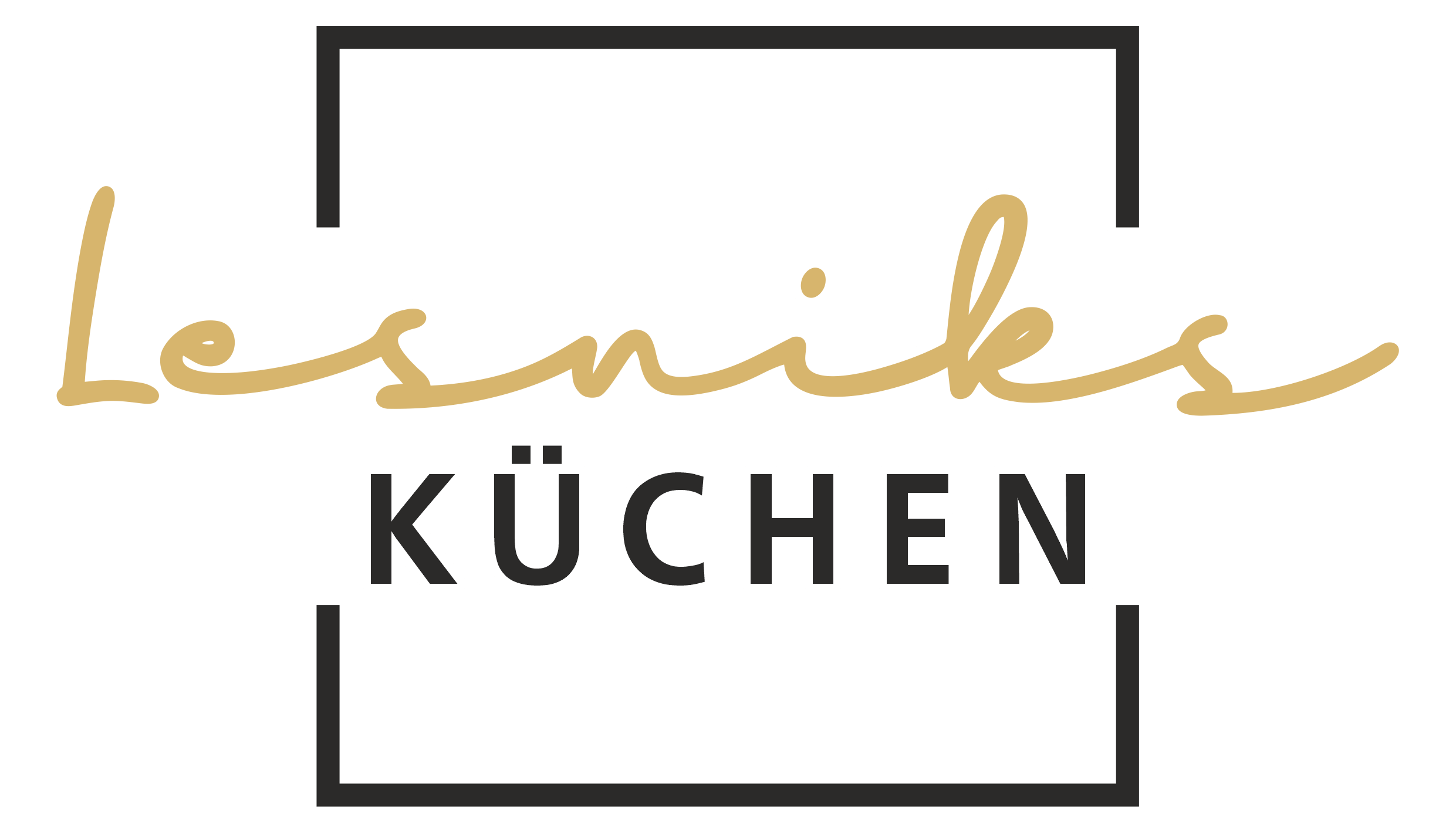 Logo mit dem Text "Lesniks KÜCHEN" in goldener und schwarzer Schrift auf schwarzem Hintergrund.