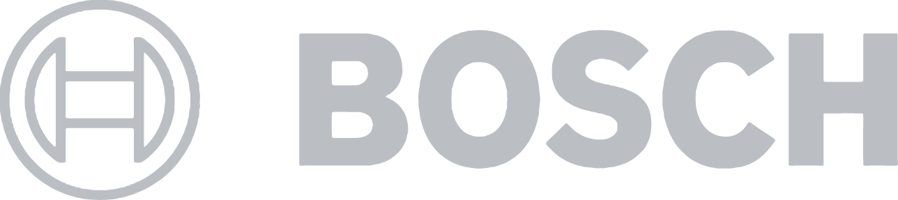 Das Bosch-Logo zeigt ein stilisiertes "H" in einem Kreis neben dem Schriftzug "BOSCH" in hellem Grau.