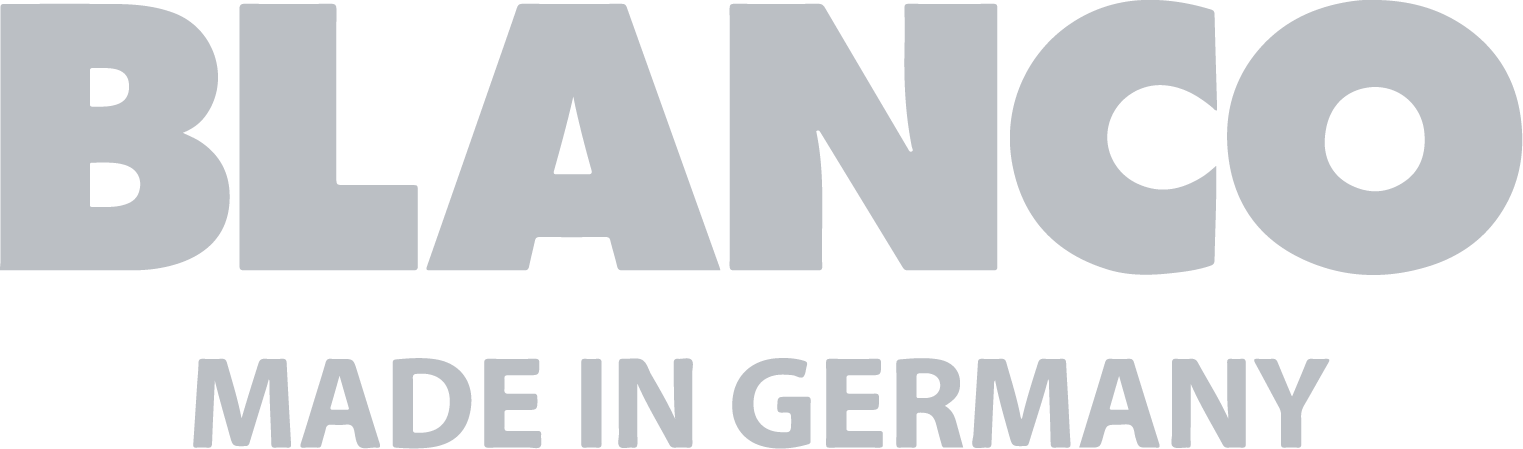 Logo mit dem Text "BLANCO" in Grau, darunter "MADE IN GERMANY", vermittelt deutsche Qualität.