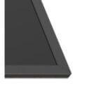 Ein schwarzer, rechteckiger Rahmen mit glatter, matter Oberfläche vor weißem Hintergrund. Minimalistisch.