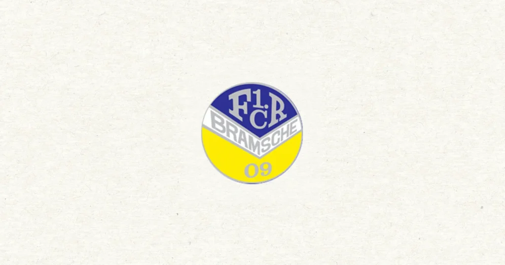 Rundes Logo mit "FCR" und "BRAMSCHE" in Blau auf Weiß, gelber Bereich mit "09" in Blau.
